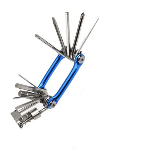 Bike Multitool - Bike Tool Kit -11 In 1 Lightweight Stainless Steel Bicycle Multi tool - with Chain Clamps, Firm Wrench, Screwdriver, Straight Screwdriver, Hex Key Wrench, (blue)