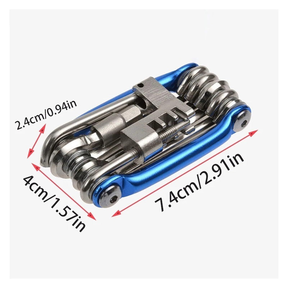 Bike Multitool - Bike Tool Kit -11 In 1 Lightweight Stainless Steel Bicycle Multi tool - with Chain Clamps, Firm Wrench, Screwdriver, Straight Screwdriver, Hex Key Wrench, (blue)