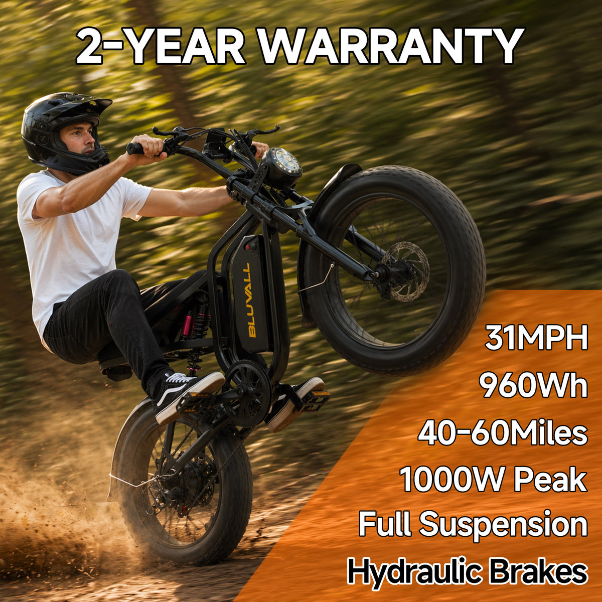 BLUVALL SU8 48V Full Suspension Fat Tyre eBike (Unlockable)