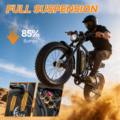 BLUVALL SU8 48V Full Suspension Fat Tyre eBike (Unlockable)