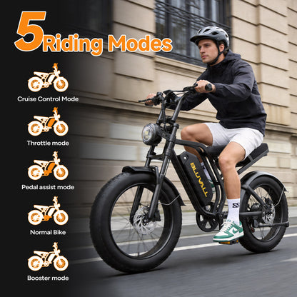 BLUVALL SU8 48V Full Suspension Fat Tyre eBike (Unlockable)