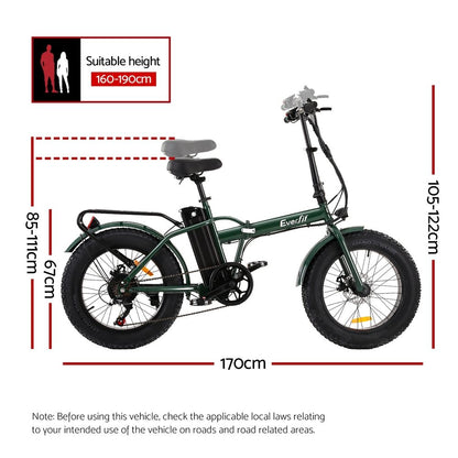 20" Folding Electric Bike Urban City Bicycle eBike Rechargeable Everfit