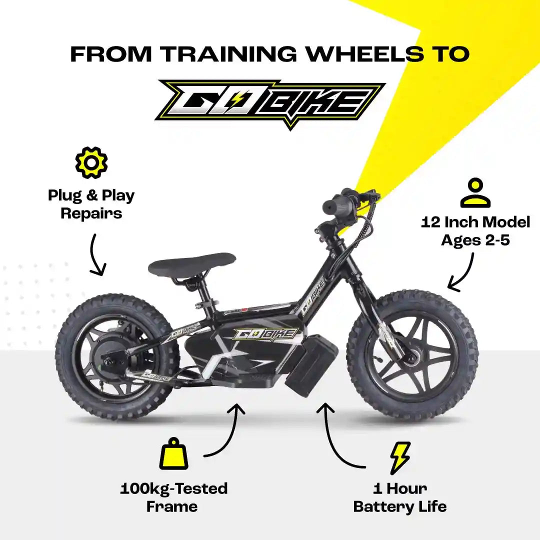 GoBike 12 Inch Ebike for Kids – Perfect First Ride for Ages 2–5