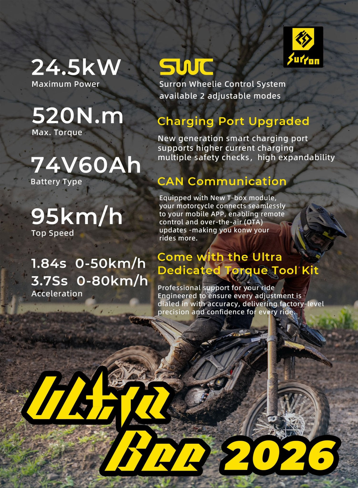 SurRon Ultra Bee HP Electric Dirt Bike (2026)