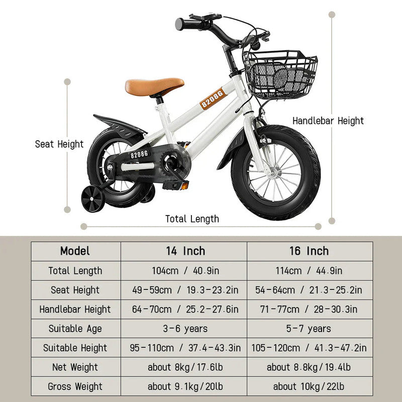 Kids Bike for 3-7 Years with Basket