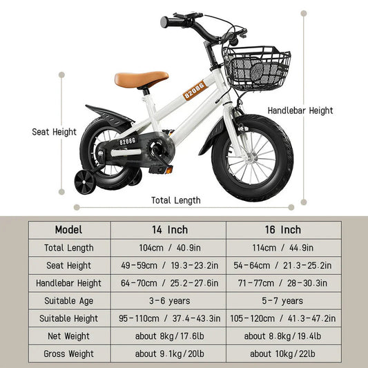 Kids Bike for 3-7 Years with Basket