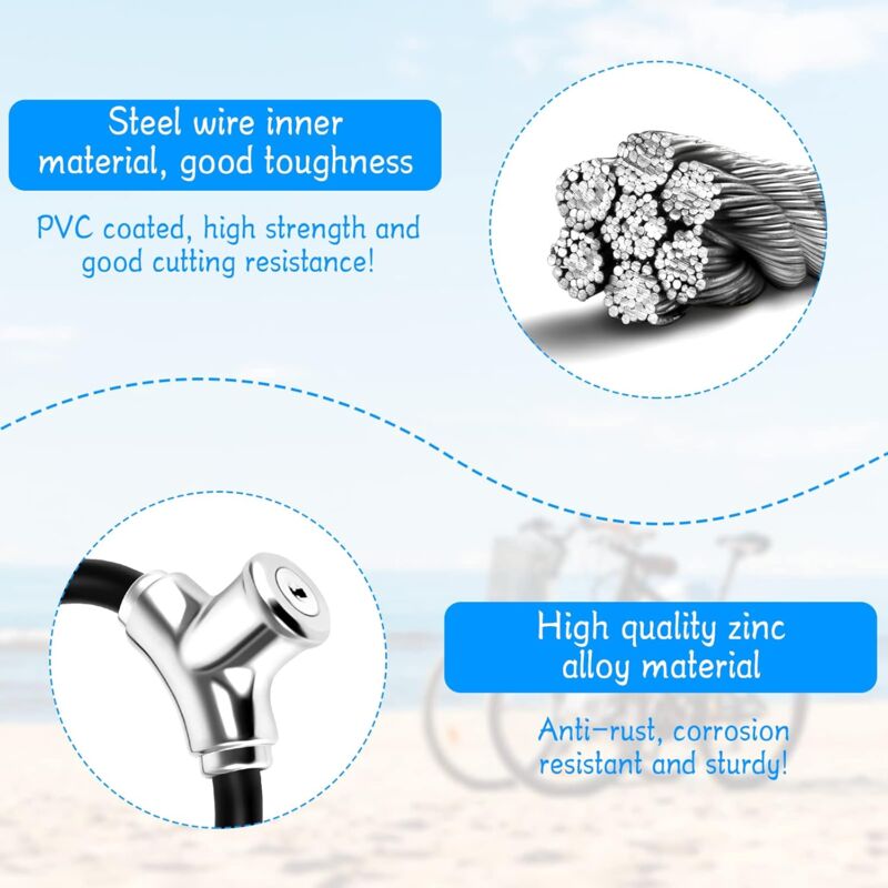 Zinc Alloy Bike Cable Lock | Anti-Theft | Universal Fit | MTB Road E-Bike
