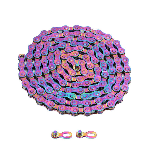 6 7 8 Speed Chain Rainbow Chain, 1/2 X 11/128 Inch 116 Links Lightweight Chain, Mountain Road Chain for Road with 2 Chain Connector