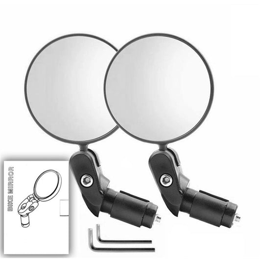 Bar End Bike Mirror – 2 Pack | Unbreakable Wide-Angle Lens | Universal Fit