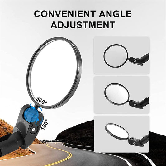 Bar End Bike Mirror – 2 Pack | Unbreakable Wide-Angle Lens | Universal Fit