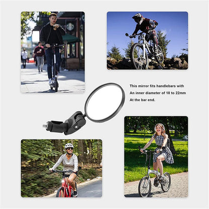 Bar End Bike Mirror – 2 Pack | Unbreakable Wide-Angle Lens | Universal Fit