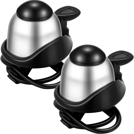 Compact Bike Bell 2 Pack | Loud 90-100dB | Universal Fit | Silver