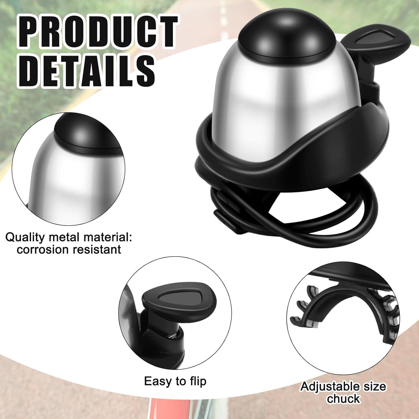 Compact Bike Bell 2 Pack | Loud 90-100dB | Universal Fit | Silver