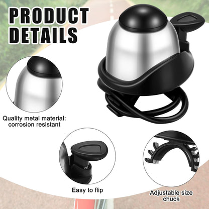 Compact Bike Bell 2 Pack | Loud 90-100dB | Universal Fit | Silver