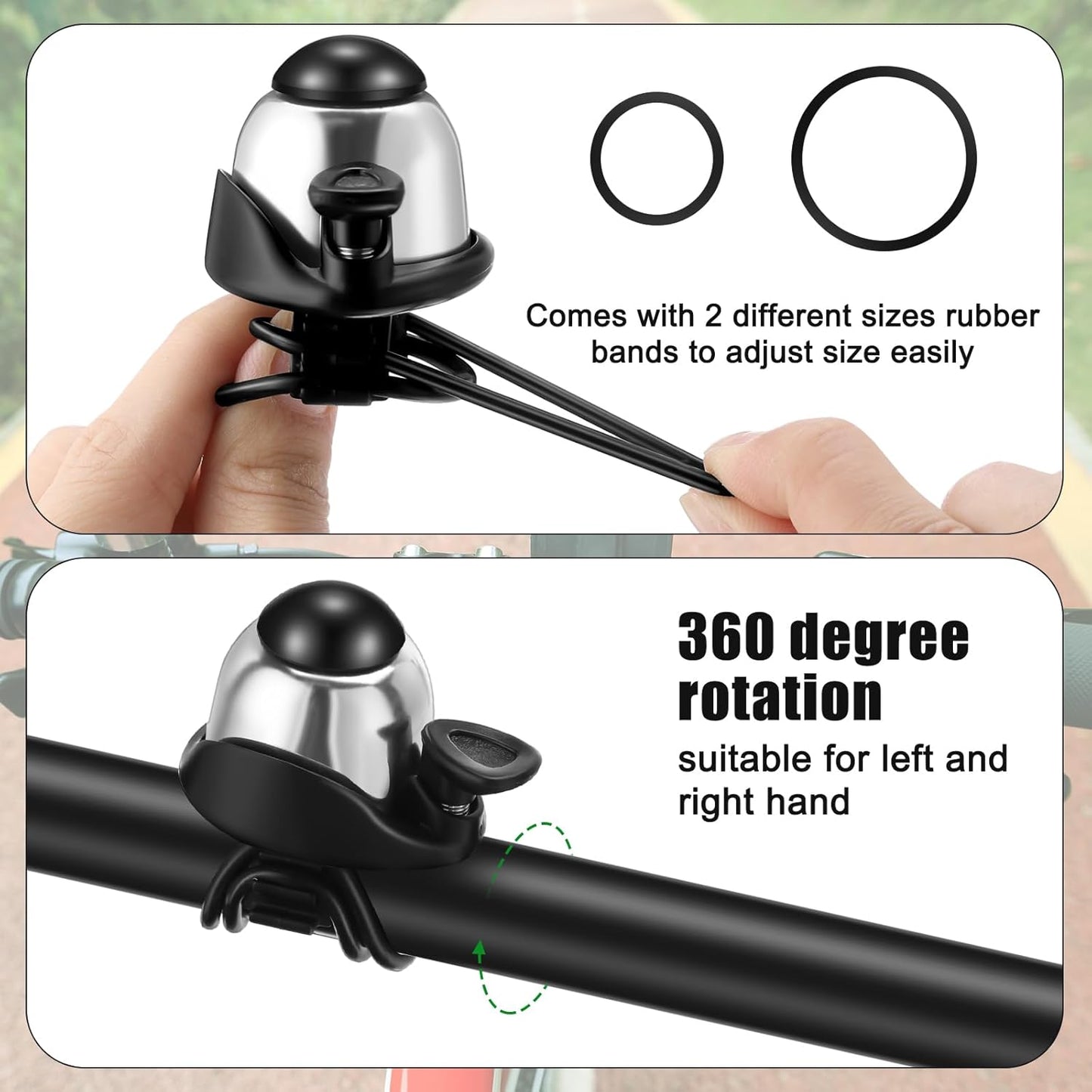 Compact Bike Bell 2 Pack | Loud 90-100dB | Universal Fit | Silver