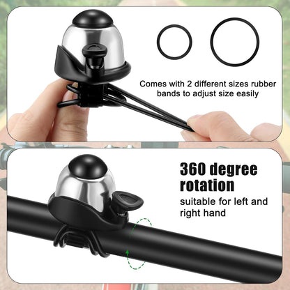 Compact Bike Bell 2 Pack | Loud 90-100dB | Universal Fit | Silver