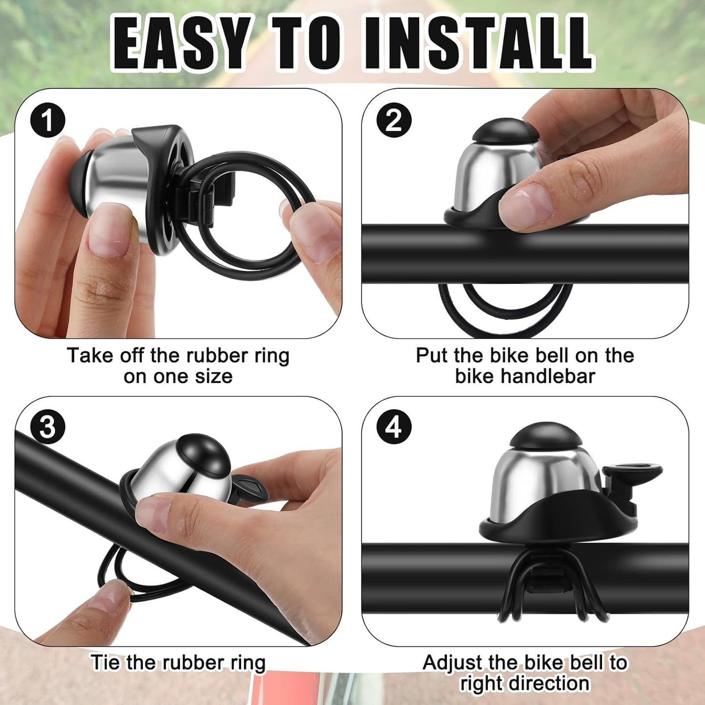 Compact Bike Bell 2 Pack | Loud 90-100dB | Universal Fit | Silver