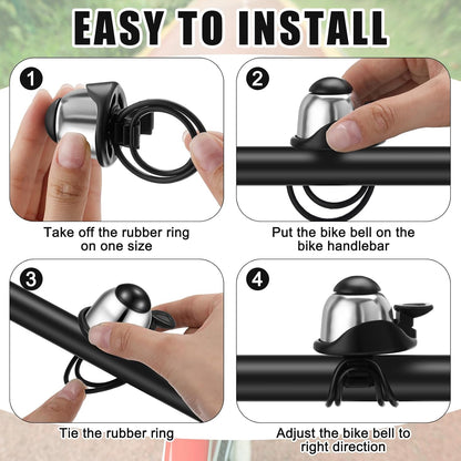 Compact Bike Bell 2 Pack | Loud 90-100dB | Universal Fit | Silver