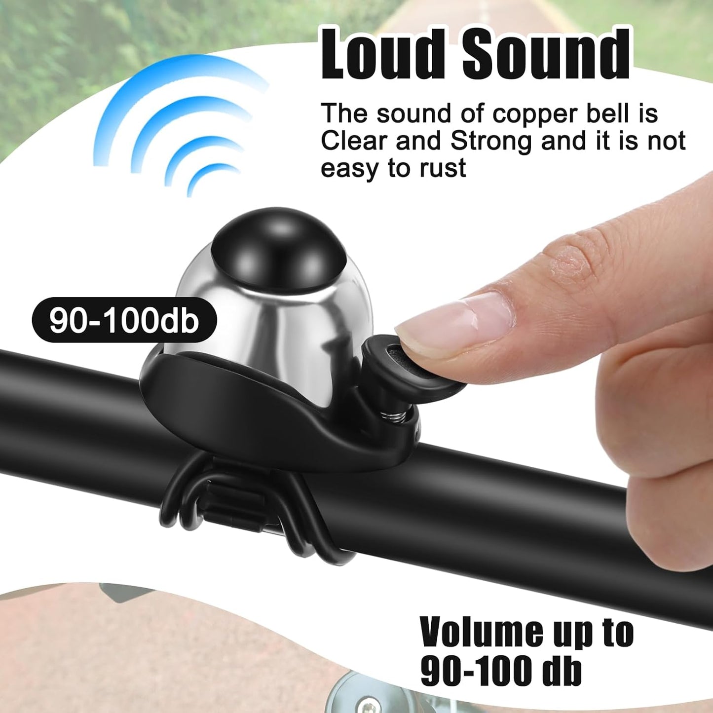 Compact Bike Bell 2 Pack | Loud 90-100dB | Universal Fit | Silver