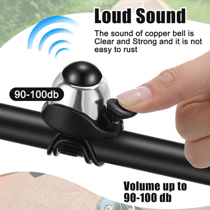 Compact Bike Bell 2 Pack | Loud 90-100dB | Universal Fit | Silver