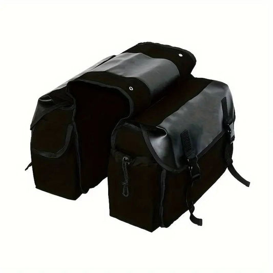 Bicycle Pannier Bag, Durable Rear Rack Storage Bag with Double Side Design for Mountain Bike, Road Bike, Folding Bike and Cycling Accessories - Black