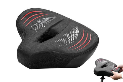 Wide Noseless Bike Seat Cushion | Men & Women | Black & Red