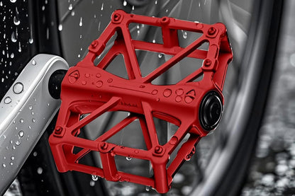 Aluminium Alloy Bike Pedals Wide Platform | MTB & Road Bikes | Red