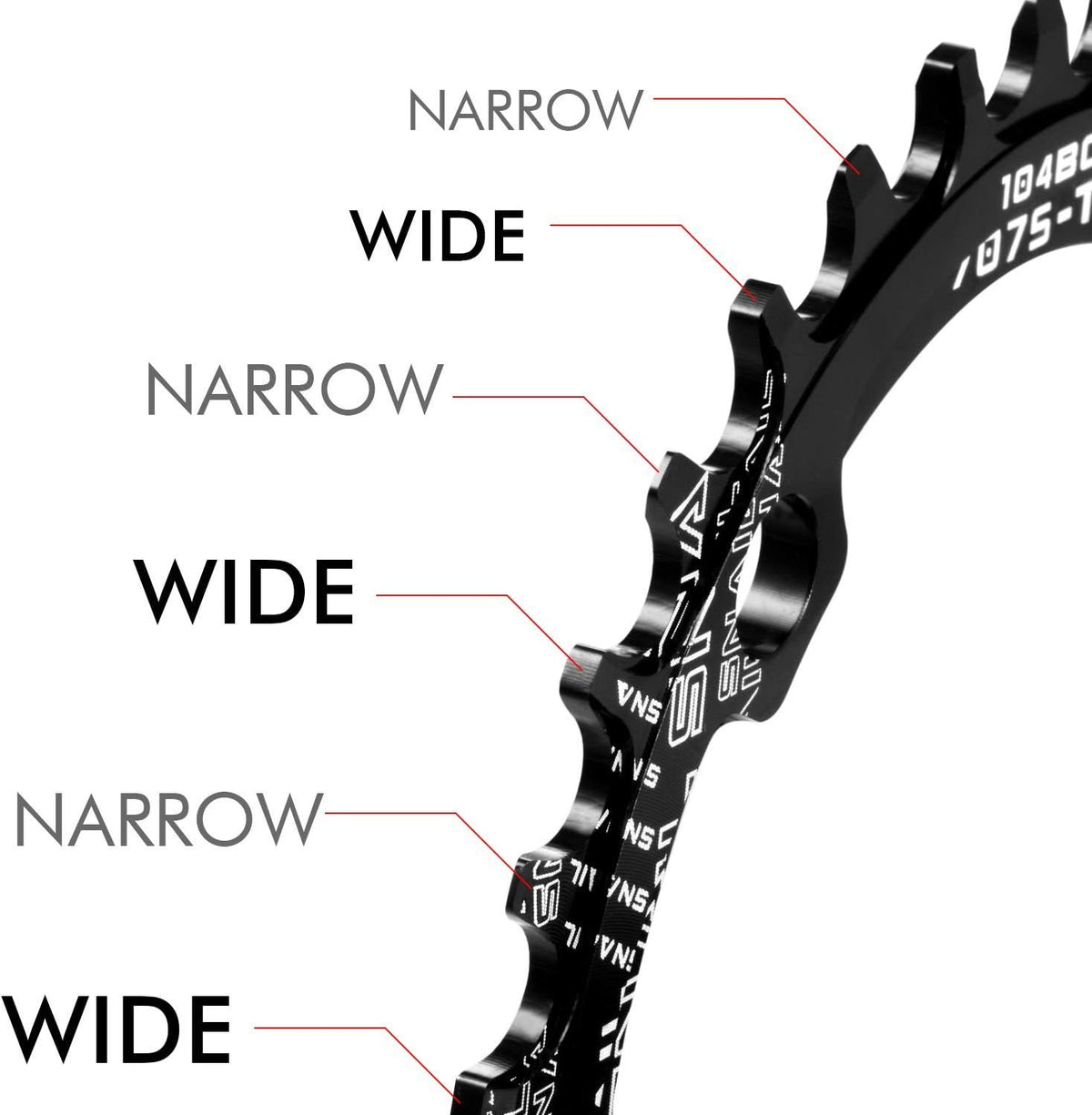 Chainring 104 BCD 32T Narrow Wide Single Chain Ring with 4 Pieces Sprocket Bolts for Road Bikes, Mountain Bikes