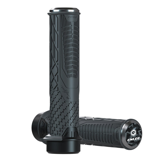 Ergonomic Lock-On Bike Grips | Anti-Slip TPR | Alloy Clamps | Dark Grey