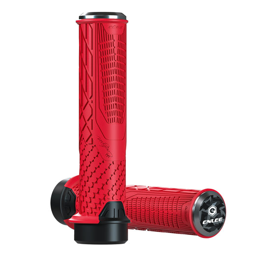 Ergonomic Lock-On Bike Grips | Anti-Slip TPR | Alloy Clamps | Red