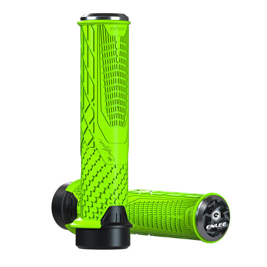 Ergonomic Lock-On Bike Grips | Anti-Slip TPR | Alloy Clamps | Green