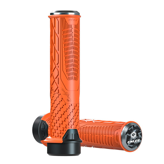 Ergonomic Lock-On Bike Grips | Anti-Slip TPR | Alloy Clamps | Orange