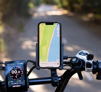 Bang Bang Mobile Phone Holder – Heavy Duty Handlebar Mount for FatBoy eBikes, Bikes & Motorcycles
